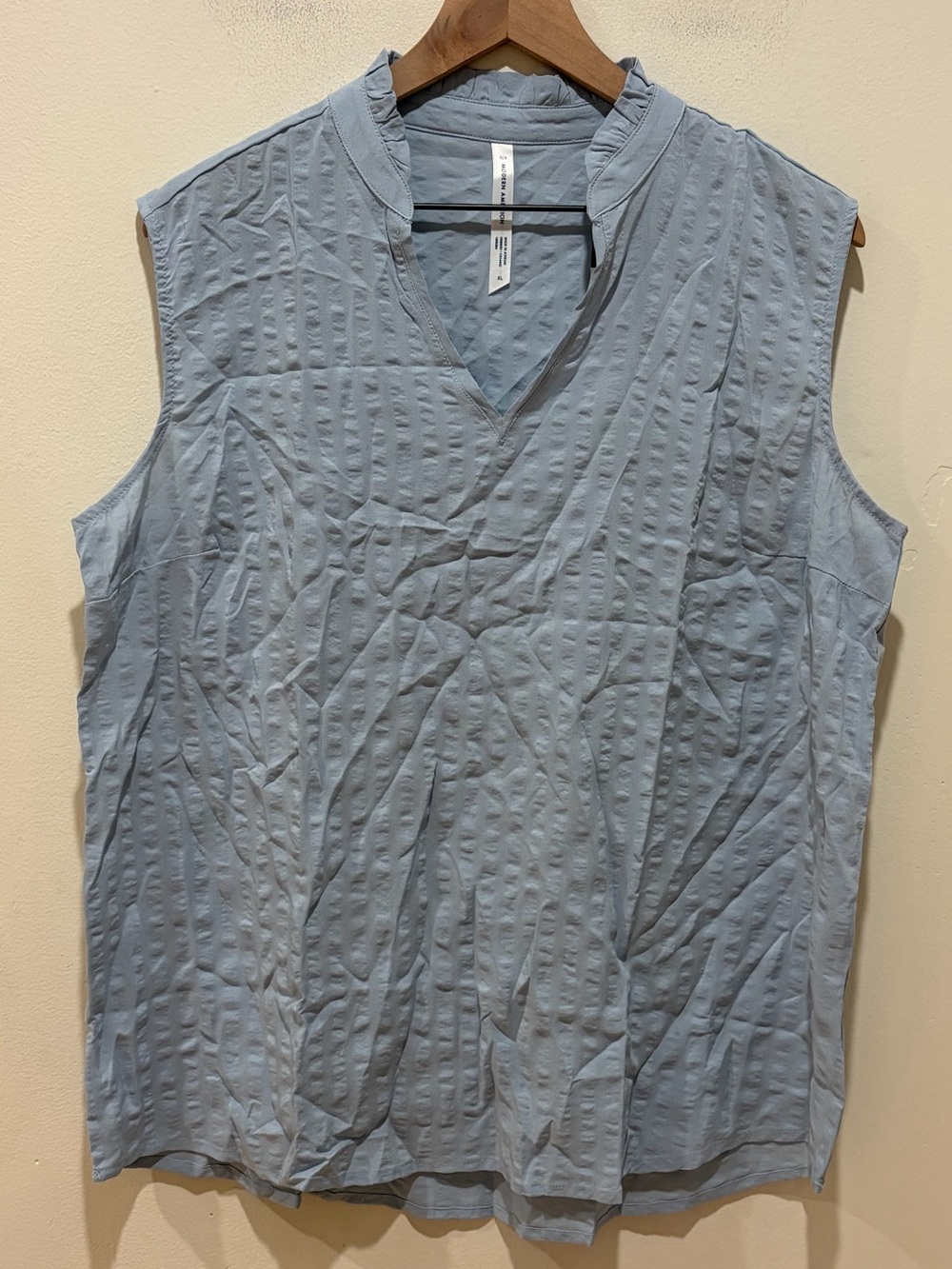 NWT Modern Ambition EcoVera Ruffle Collar Sleeveless Top Baby Light Blue - XL